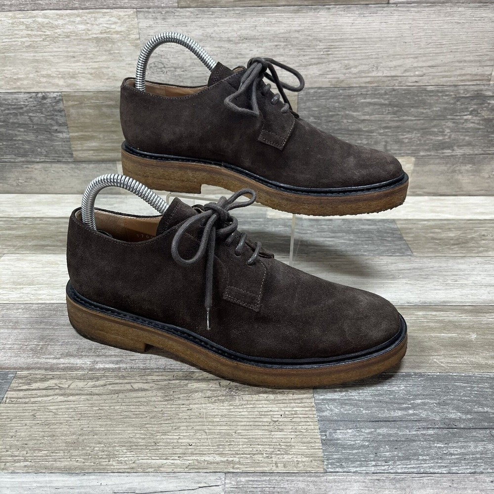 Dries Van Noten Chocolate Brown Suede Derby Shoes